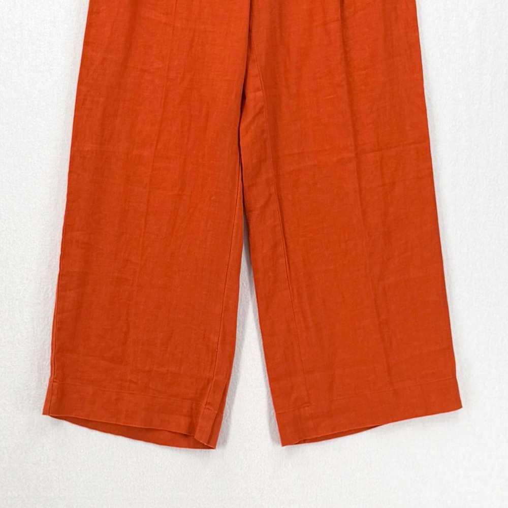 MADEWELL The Harlow Wide-Leg Pant Women 4 Orange Linen Trouser High Rise Pleated - Picture 15 of 16